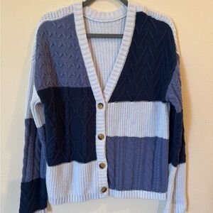 Colorblock Knit Cardigan Sweater